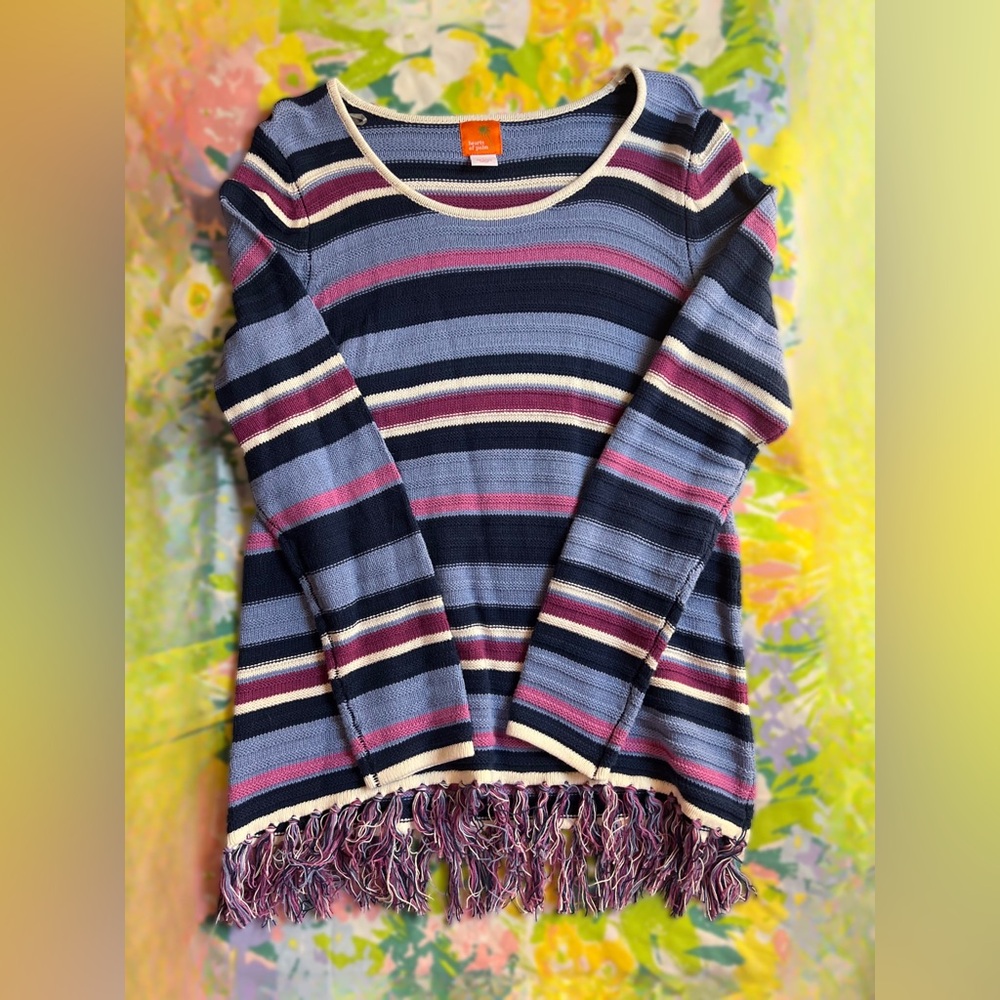 NWOT Striped Fringe-Knit Sweater